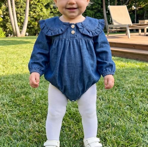 Baby Girl Denim Outfit Button Romper Jean Jumpsuit Shorts Overalls Toddler - Image 3
