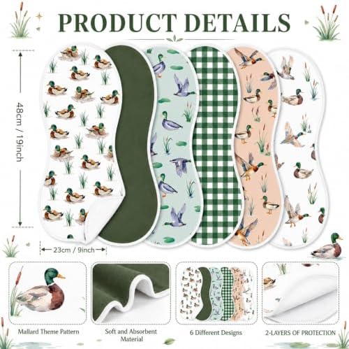 party greeting 6 Pcs Mallard Duck Baby Burp Cloths - Image 2