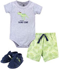 Hudson Baby Unisex Baby Cotton Bodysuit, Shorts and Shoe Set by HudsonBaby
