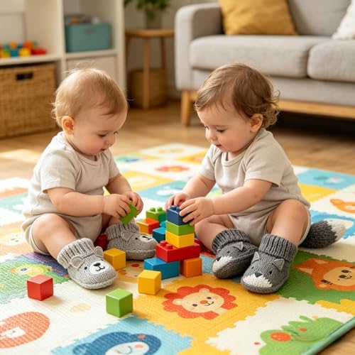 2 pairs Cute Knit Animal Baby Booties - Image 2
