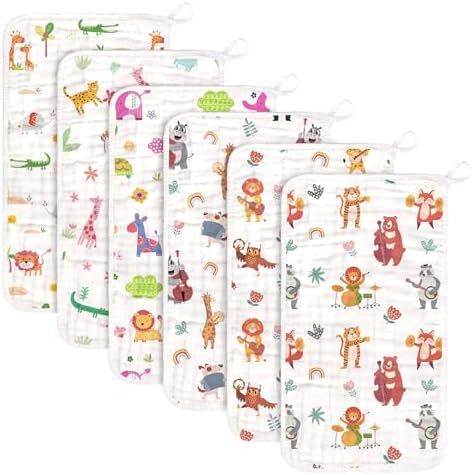 Baby Burp Cloths Muslin Washcloths 6 Pack Cotton Burp Rags by Decalsweet