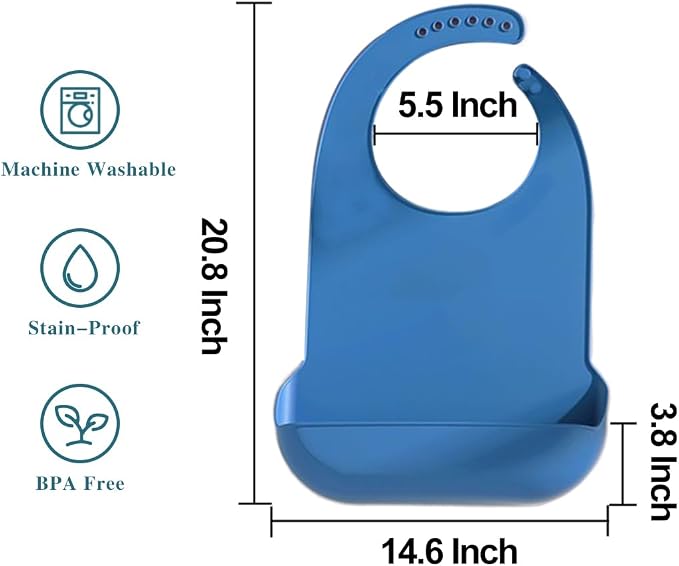Silicone Adult Bib, Washable and Adjustable Bib - Image 2