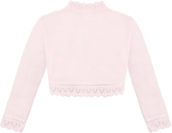 Lilax Little Girls' Knit Long Sleeve Button Closure Bolero Cardigan Shrug - Image 4