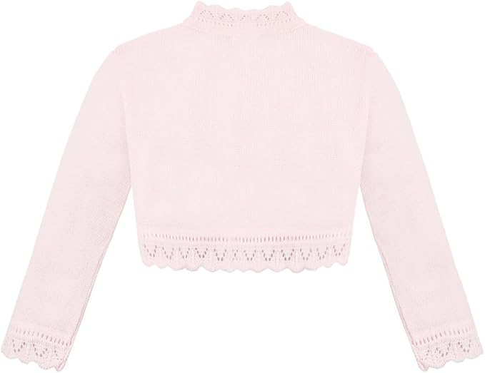 Lilax Little Girls' Knit Long Sleeve Button Closure Bolero Cardigan Shrug - Image 4