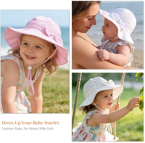 Baby Girl Sun Hat Kids Summer Beach Wide Brim Hats Toddler Bucket Hat - Image 7
