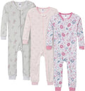 Gerber Baby Girls 3-Pack Snug Fit Footless One Piece Cotton Pajamas by Gerber