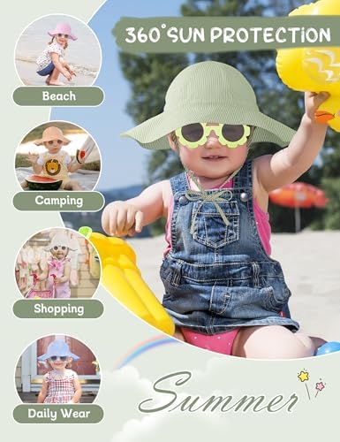 Durio UPF50+ Baby Sun Hat and Sunglasses - Image 6