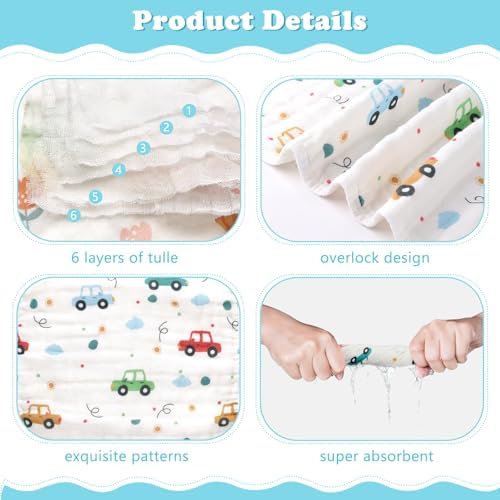 Baby Burp Cloths Muslin Washcloths 6 Pack Cotton Burp Rags - Image 4