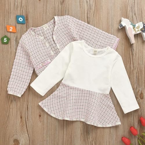 Toddler Kids Baby Girls Plaid Skirt Set Cardigan Jacket Coat + Tutu Dress Set - Image 4
