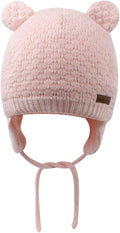 BAVST Baby Beanie Hat for Winter with Earfalp Cute Bear Kids Toddler Girls Boys Warm Knit Cap 0-2Years
