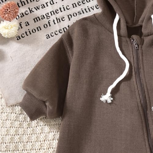 Unutiylo Unisex Baby Boys Girls Long Sleeve Infant Baby Zipper Hooded Jumpsuits - Image 6