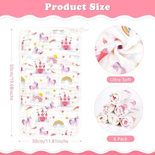 Baby Burp Cloths Muslin Washcloths 6 Pack Cotton Burp Rags - Image 2