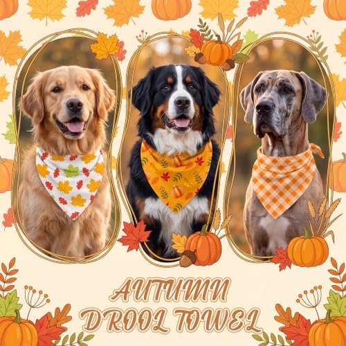 50 Pcs Fall Dog Bandanas Bulk Autumn Pumpkin Maple Leaves Pattern - Image 4