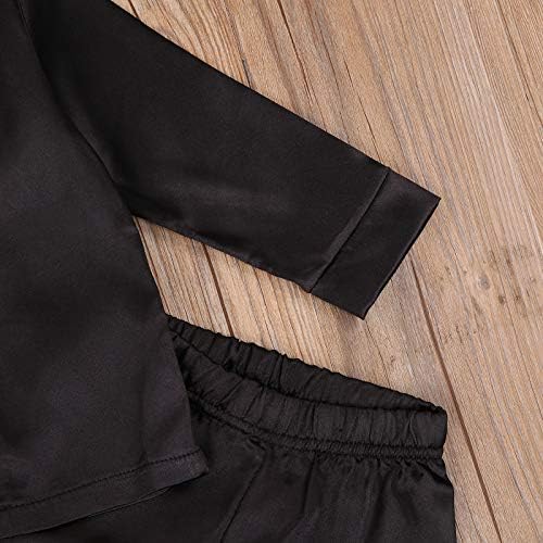Kids Baby Girl Boy Satin Pajamas Set Button Down Sleep Shirt Top+Long Pants - Image 5
