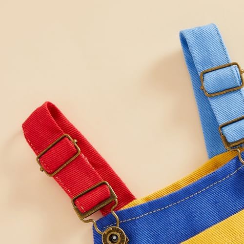 Fernvia Toddler Kids Baby Girl Boy Contrast Color Overalls Shorts Clothes - Image 4