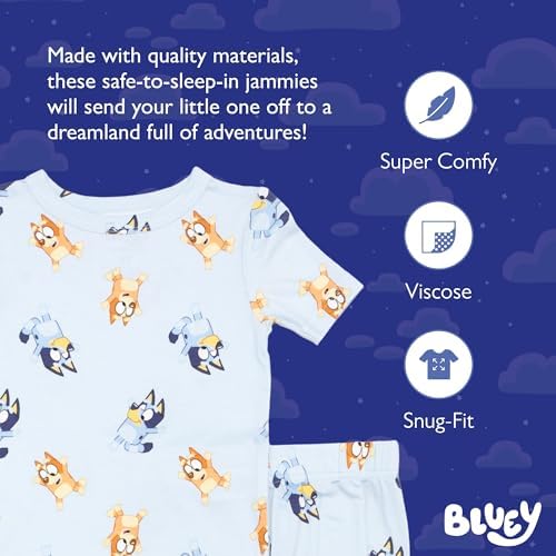 Bluey Boys' 2-piece Snug-fit Viscose Pajama Set, Soft & Cute - Image 2