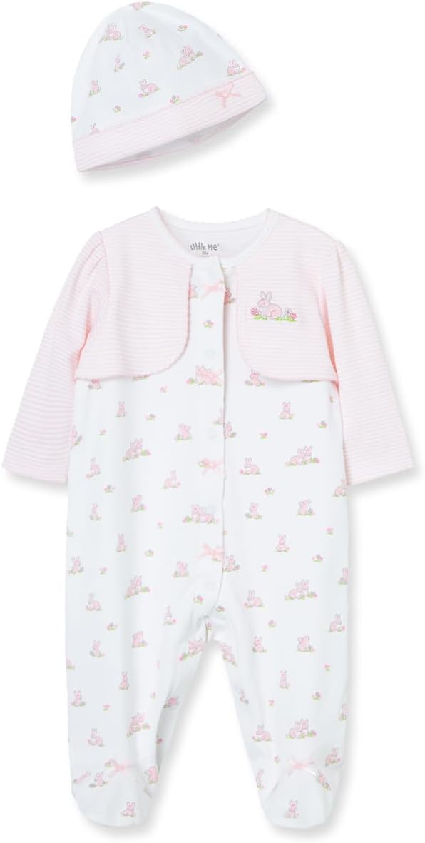 Little Me Clothes for Baby Girls 100% Cotton Scratch-Free Tag Footed One-Piece by LittleMeChildrensApparel