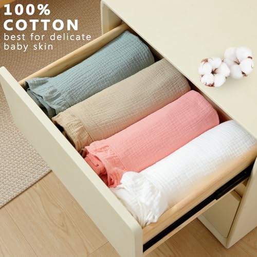 Organic Muslin Baby Blankets 43.3x43.3 Soft Unisex Swaddle Blanket - Image 4