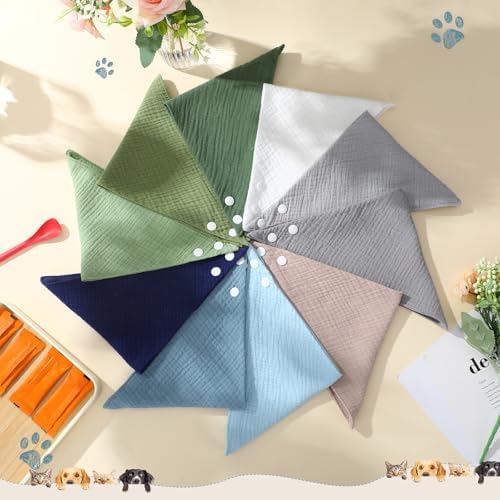 10 Pcs Muslin Cotton Triangle Dog Bandanas Reversible Pet Bibs Scarf Dog Scarves - Image 3