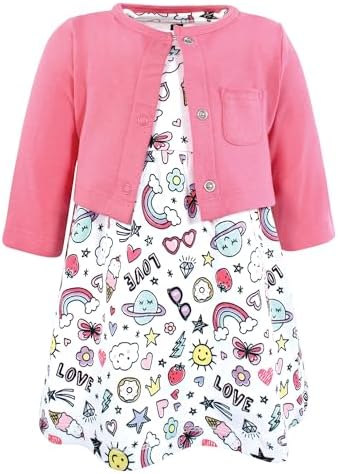 Hudson Baby Infant and Toddler Girls Cotton Dress and Cardigan Set by HudsonBaby