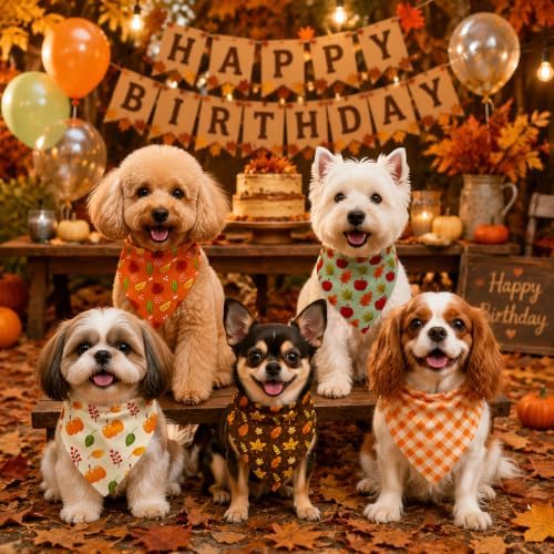 50 Pcs Fall Dog Bandanas Bulk Autumn Pumpkin Maple Leaves Pattern - Image 6