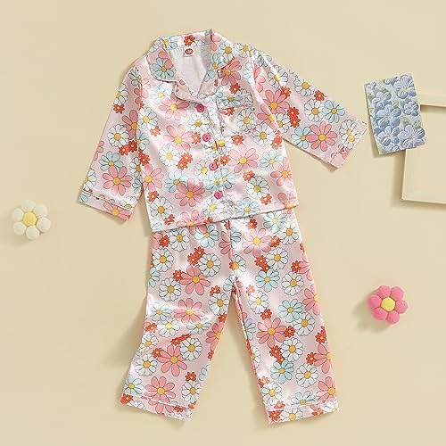 Kids Baby Girl Boy Satin Pajamas Set Button Down Sleep Shirt Top+Long Pants - Image 2