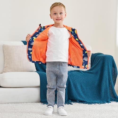 Boys' Hooded Dinosaur Jacket Windbreaker Outerwear - Image 4
