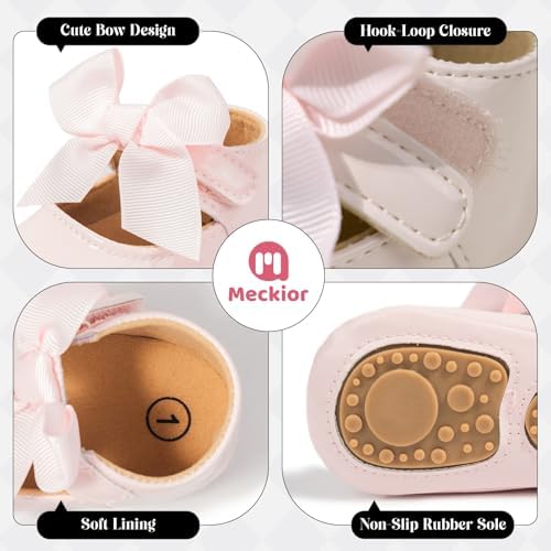 Meckior Infant Baby Girls Soft Sole Bowknot Princess Wedding Dress Mary Jane - Image 5