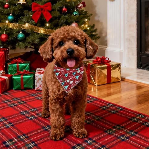 lionet paws Christmas Dog Bandana, Christmas Tree Fabric Dogs Kerchief - Image 4