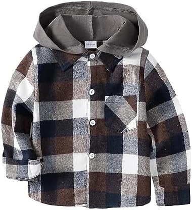 Toddler Baby Boy Long Sleeve Shirt Flannel Buffalo Plaid Shirts Button Down by KimiBear