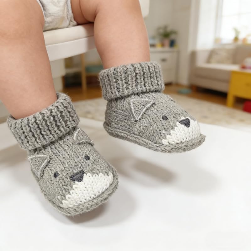2 pairs Cute Knit Animal Baby Booties - Image 2