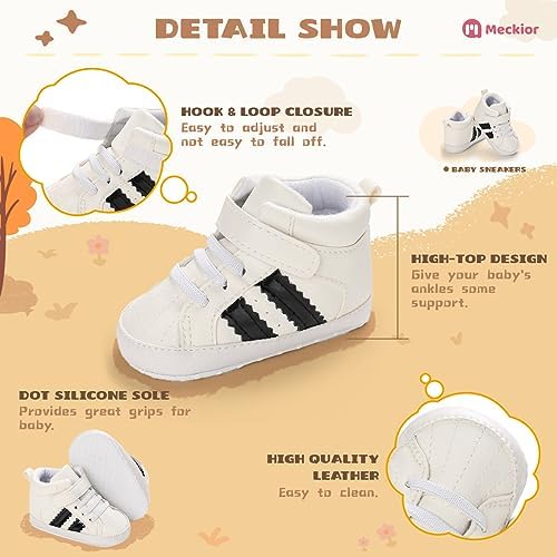 Meckior Toddler Baby Boys Girls High Tops Ankle Sneakers Soft Anti-Slip Sole PU - Image 5