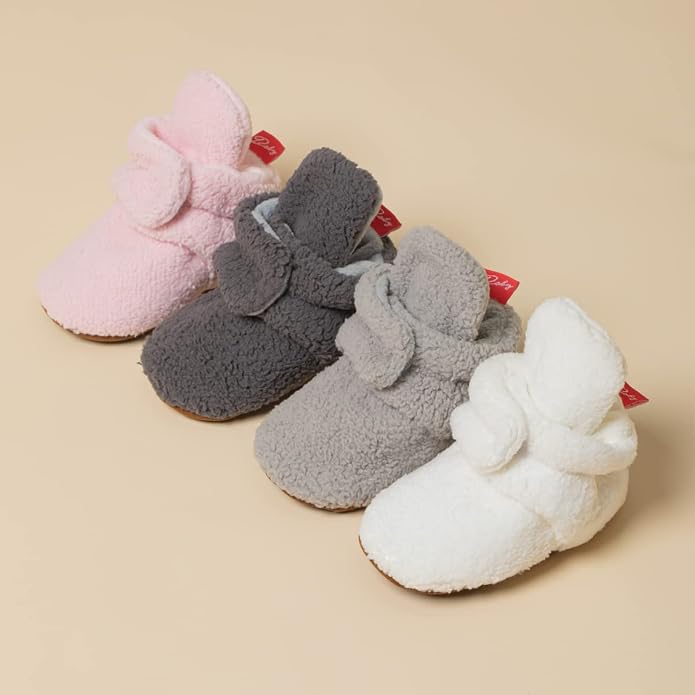 ohsofy Newborn Baby Cotton Booties Stay On Slipper Winter Warm Soft Shoes - Image 4