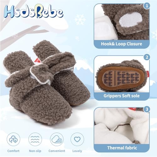 HsdsBebe Unisex Newborn Baby Cotton Booties Non-Slip Sole - Image 5