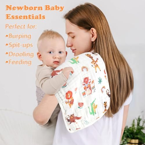 Baby Burp Cloths Muslin Washcloths 6 Pack Cotton Burp Rags - Image 5