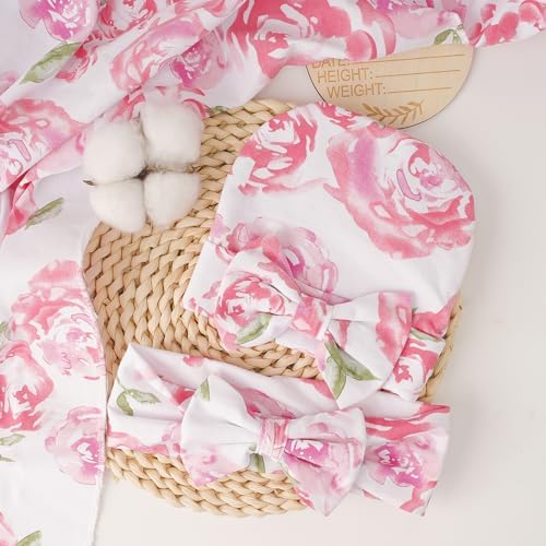 DRESHOW BQUBO Baby Girl Newborn Floral Receiving Blankets - Image 5