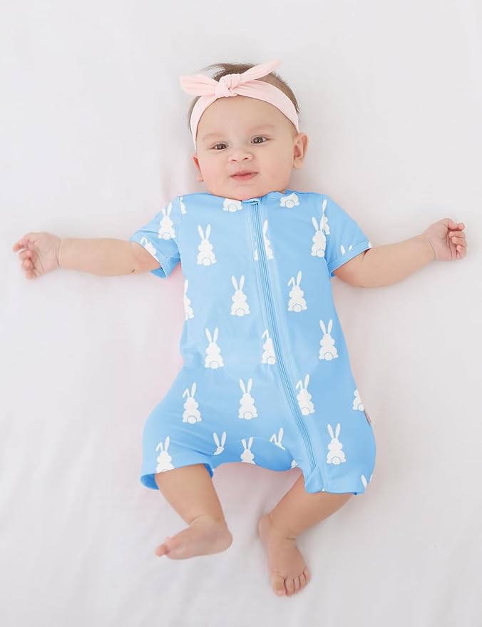 Jimonda Baby Rompers Cotton Boys Girls Short Sleeve Sleepers Pajamas Pjs | Two - Image 2