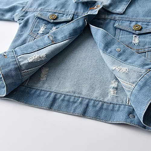 Toddler Baby Girls Jean Jacket Kids Denim Jacket Long Sleeve Button Top Coat - Image 5