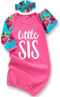 AMAWMW Newborn Baby Girl Little Sister Sleeper Gown Stripe Long Sleeve by AMAWMW