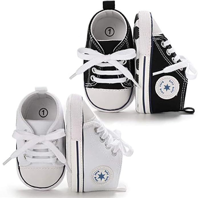Unisex Baby Girls Boys Canvas High-top Shoes, Newborn Infant Anti-Slip Soft by KKIIDDSS