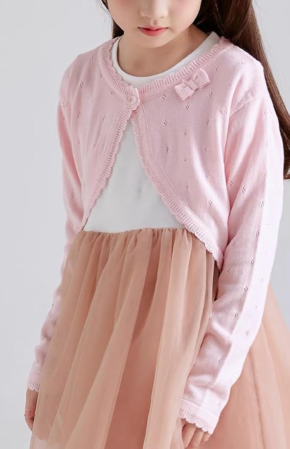 Toddler Girls Cardigan Sweater Bolero Shrug Baby Kids Long Sleeve Cropped Dress - Image 7