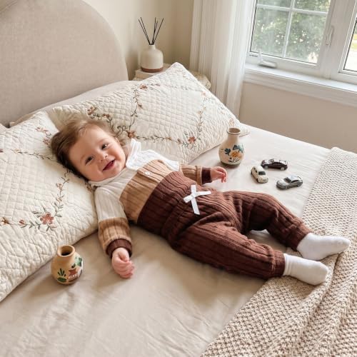 Giraropa Newborn Baby Boy Clothes Rib Knit Romper Jumpsuit Solid Sweater - Image 3