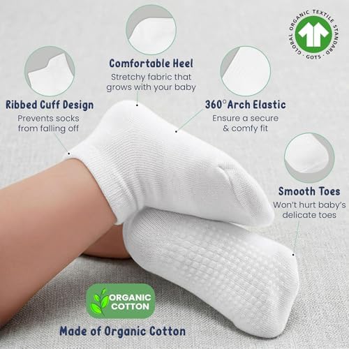 GOTS Organic Cotton Blend Ankle Toddler Socks 6M-12M-2t-3t-4t-5t Baby Gift - Image 3
