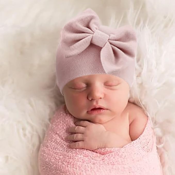 Newborn Baby Hats and Mittens Set Infant Bow Beanie Cap Toddler Gloves Newborn - Image 6