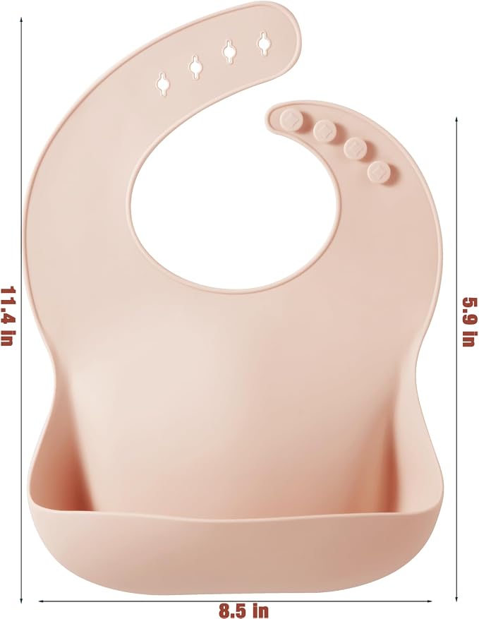 PandaEar Set of 3 Silicone Baby Bibs, Waterproof Soft Adjustable Bibs - Image 2