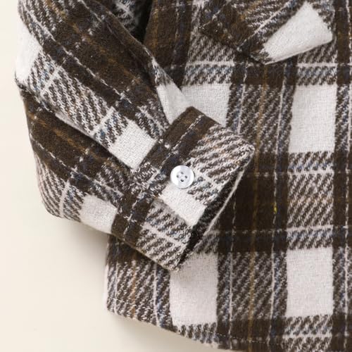 YOUNGER STAR Toddler Kids Boys Girls Flannel Hooded Plaid Shirt Button Baby Red - Image 6