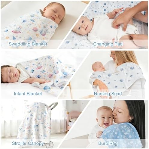 Baby Swaddle Blankets, Bamboo Muslin Receiving Blanket | 4-Pack, Lightweight & - Image 6