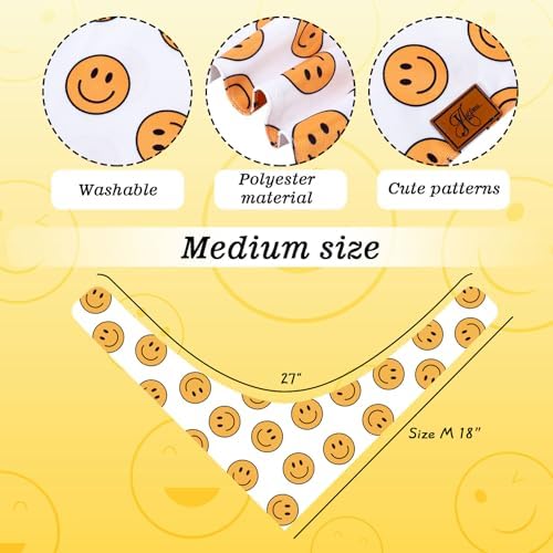 JarThenaAMCS 2Pcs One Happy Dude Dog Bandana Boho Smile Face Checkerboard Print - Image 2