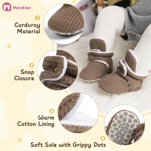 Meckior Newborn Infant Baby Girls Boys Warm Fleece Winter Booties First Walkers - Image 5