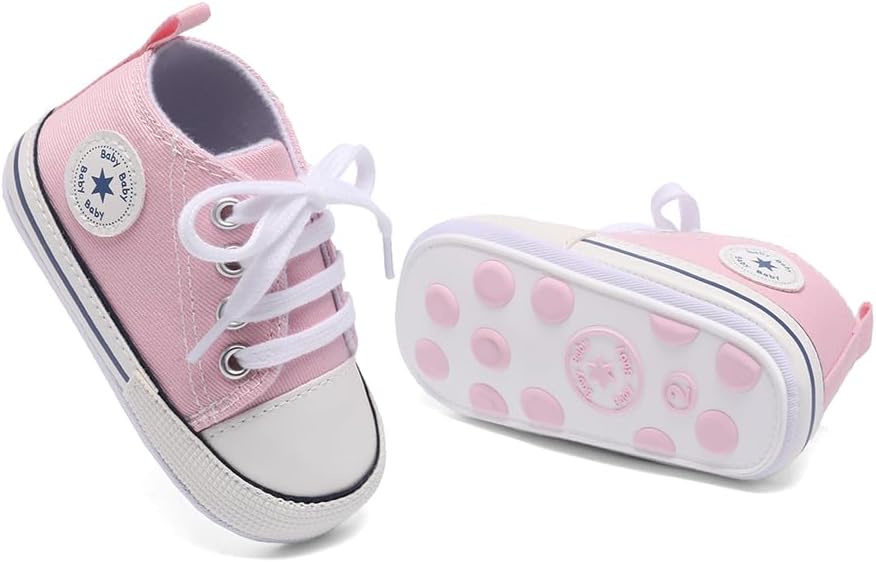 Unisex Baby Girls Boys Canvas High-top Shoes, Newborn Infant Anti-Slip Soft - Image 2